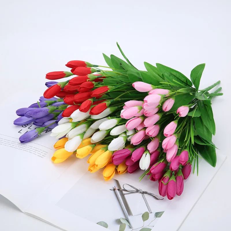 

21 Heads Tulip Artificial Flower Silk Lavender Tulips Bouquet Fake Flower for Wedding Decoration Flowers Home Garen Decor