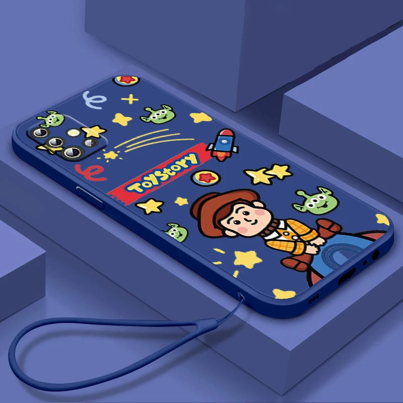 

Toy Story Lotso Woody Phone Case For Samsung Galaxy A73 A53 A33 A52 A32 A22 A71 A51 A21S A03S A50 4G 5G Liquid Rope Cover Fundas