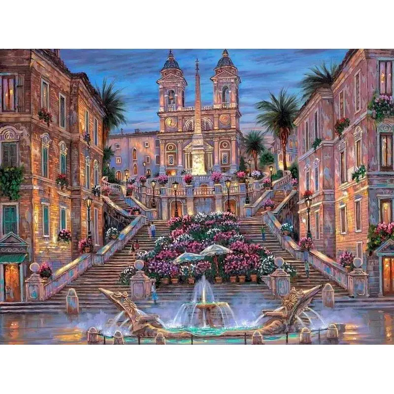 

GATYZTORY Modern Picture By Number Church Landscape Canvas Painting Diy Acrylic Paint By Numbers Unique Gift Home Decors