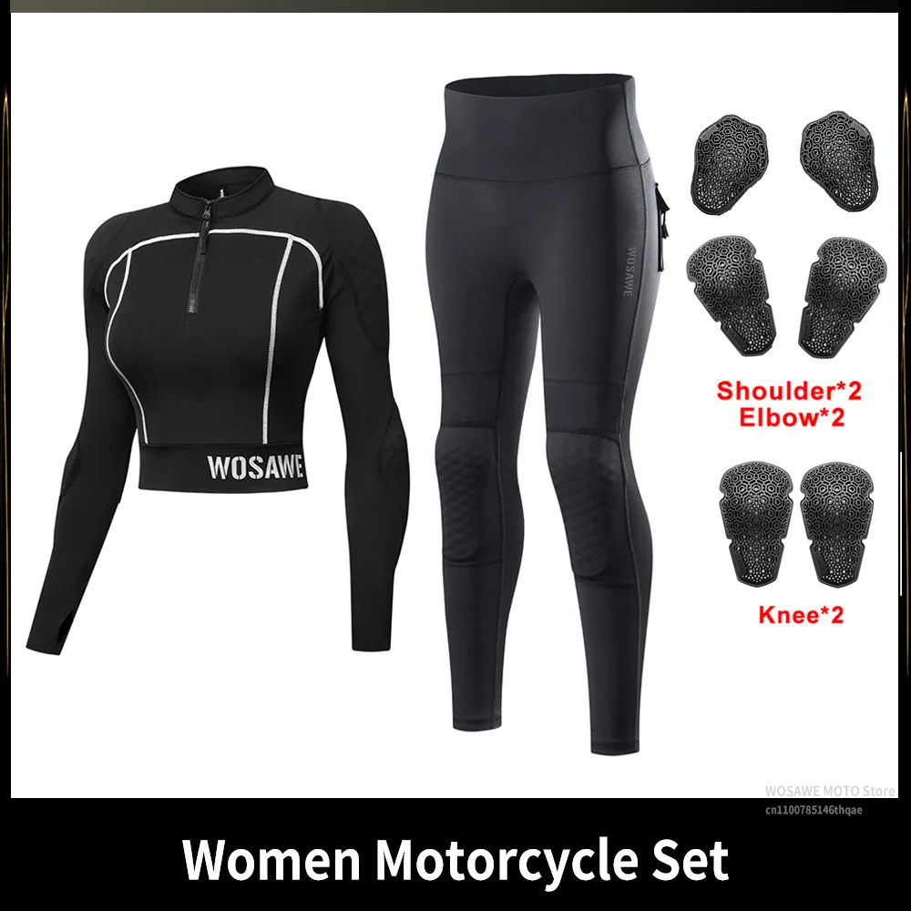 

Комплект Женской Мотоэкипировки WOSAWE: Куртка И Брюки, Облегающий Крой, Дышащие, Эластичные, Со Светоотражающими Элементами