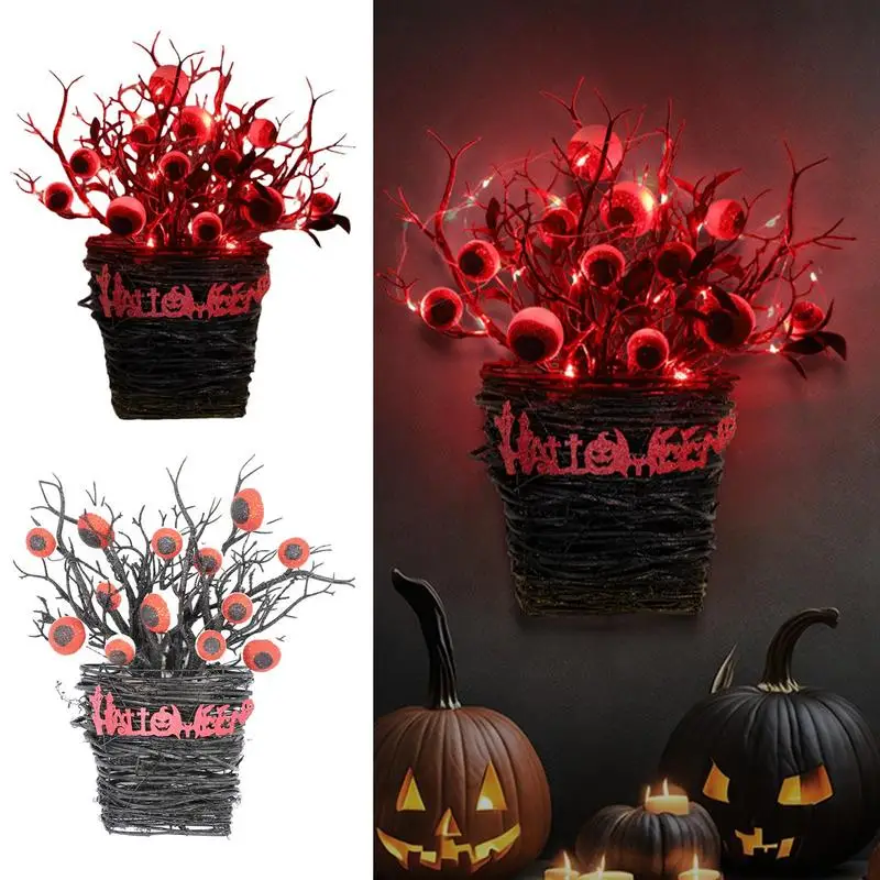 

Halloween Eyeball Wreaths Dead Branches Eyeball Flower Basket Spooky Scary Festival Pendant For Home Party Hanging Ornaments