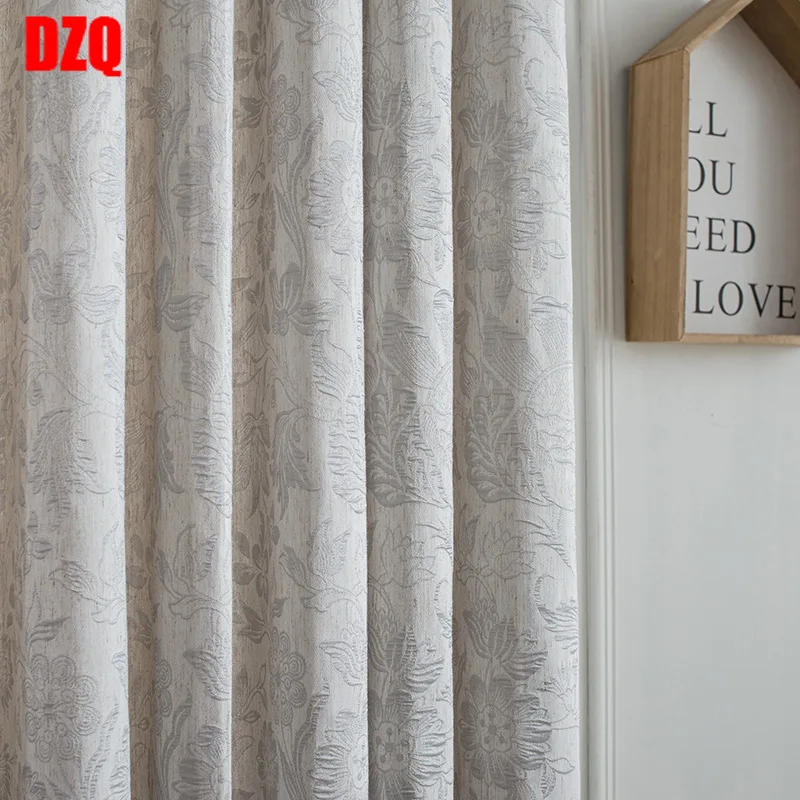 

New Chinese Curtains for Living dining Room Bedroom Plain Jacquard Curtain Polyester Cotton Linen Fabric Dark Pattern Curtains