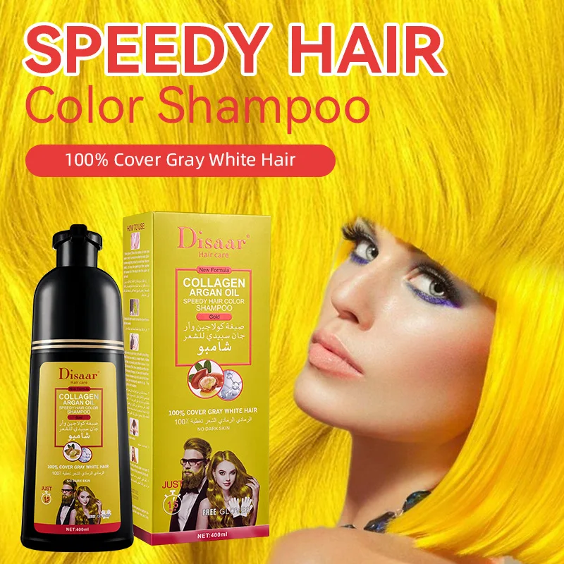 Ing Hair Dye Collagen Argan Oil Speedy Hair Color Shampoo Cover Gray White Hair For Men Women