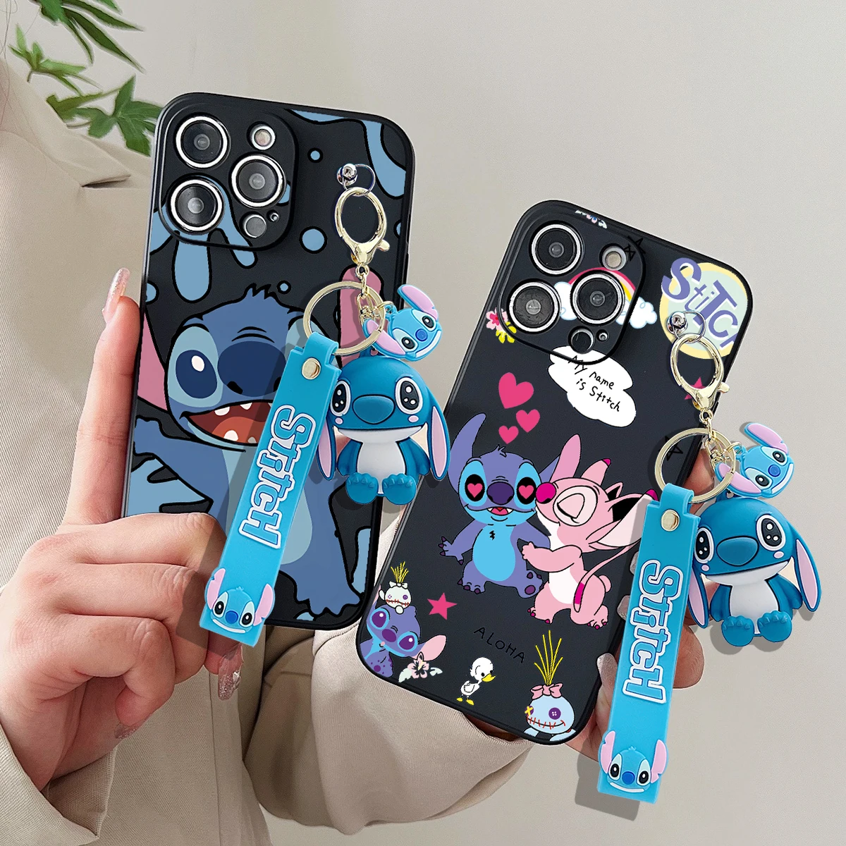 For Xiaomi Redmi 8 8A 9 9A 9T 9C 10 10A 10C 12 A1 A3 Note 7 9s 11 Pro POCO X3 M4 Kissing Stitch Case With Keychain