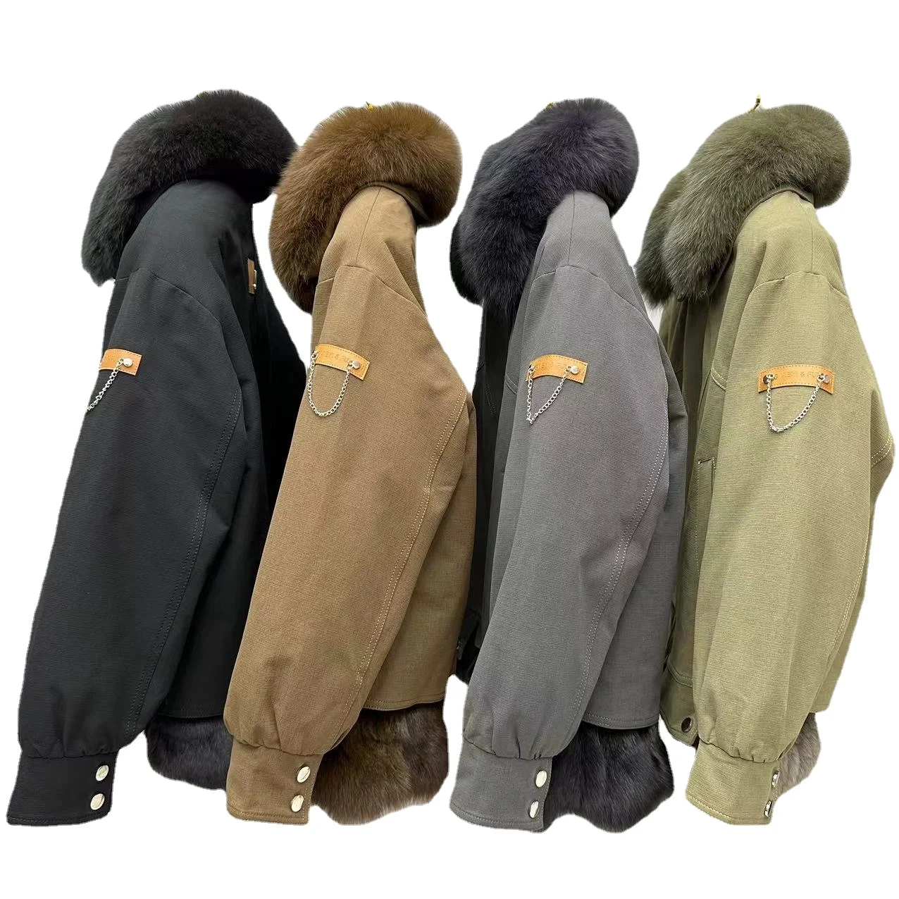 Женская зимняя короткая парка с отложным мехом