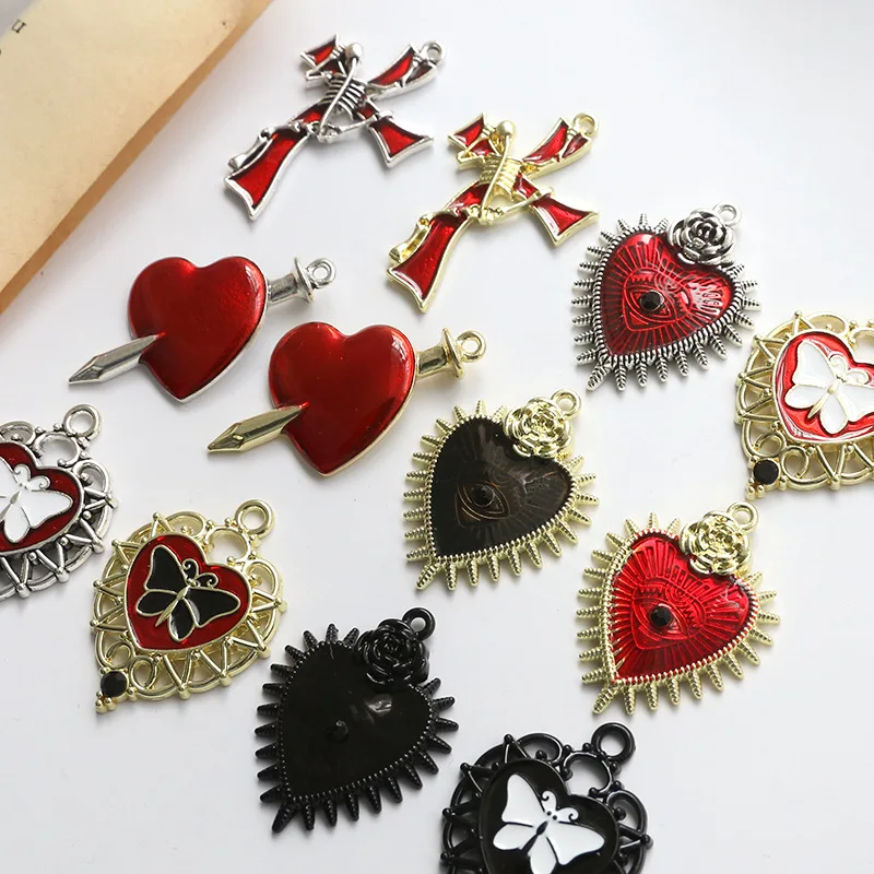 

2 шт., металлические бусины в форме сердца, скелета