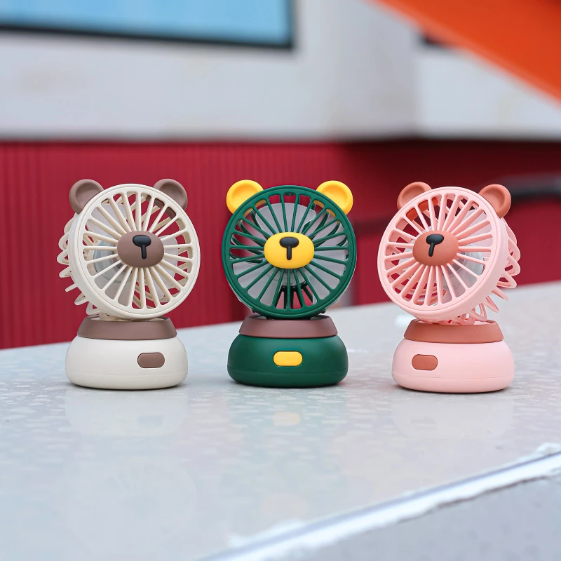 Creative Cartoon bear desktop Mini Fans Big Wind Desktop Portable USB Charging Handheld Fan Portable Air Conditioning