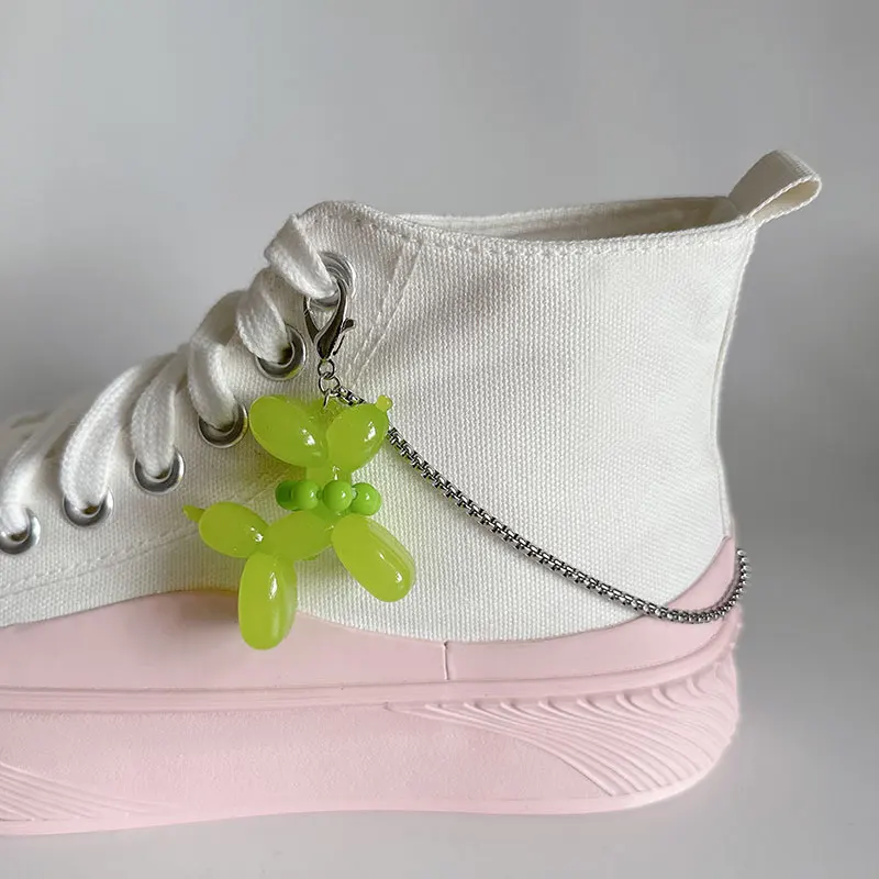 2PCS Stainless Steel Chains Candy Color Beaded Balloon Dog Shoe Buckles Decoration Canvas Board Shoes Accessories Shoe Jewelry