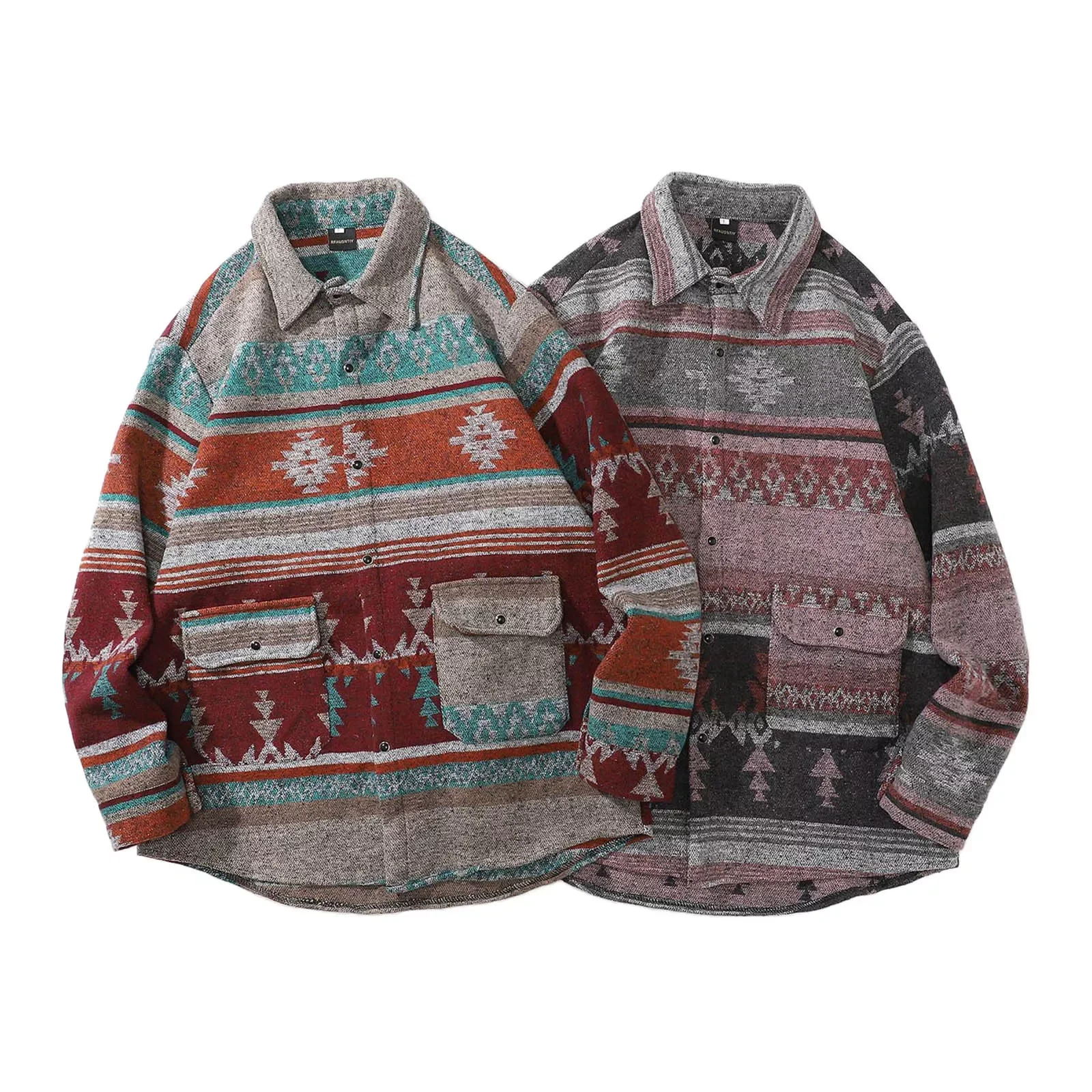 

Mens Autumn And Winter Retro Ethnic Street Sanding Coat Fabric Padded Shirt Jacket Big And Tall Coats For Men