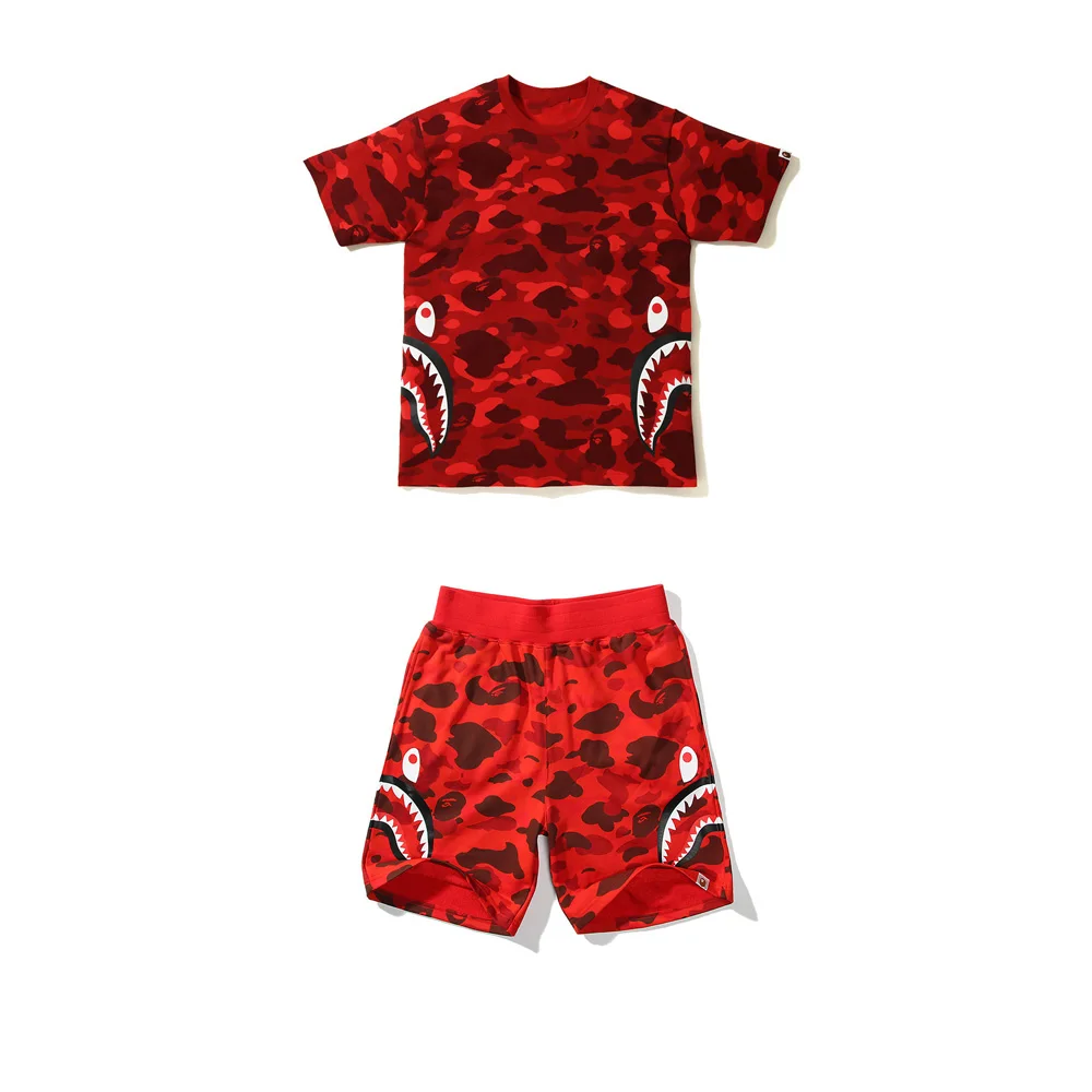 2023 Men's 3D Digital Printing T shirt Shark Breathable Casual Tracksuit Summer Fashion Casual Short Sleeve Set Sandy Beach Suit