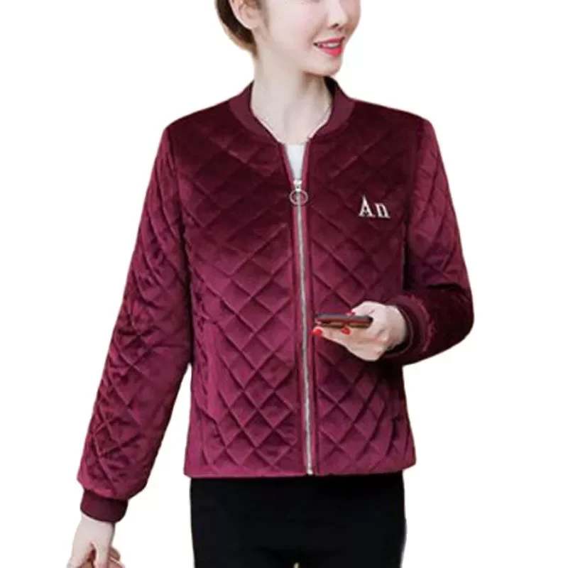

Осенне-зимняя новая женская хлопковая бархатная легкая куртка с золотой проволокой сохраняющая тепло повседневная спортивная Бейсбольная...