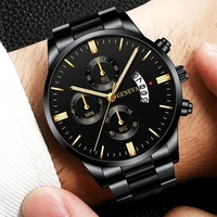 relogio masculino brand men watch luxury stainless steel calendar date quartz wrist watch watches for man business leather clock