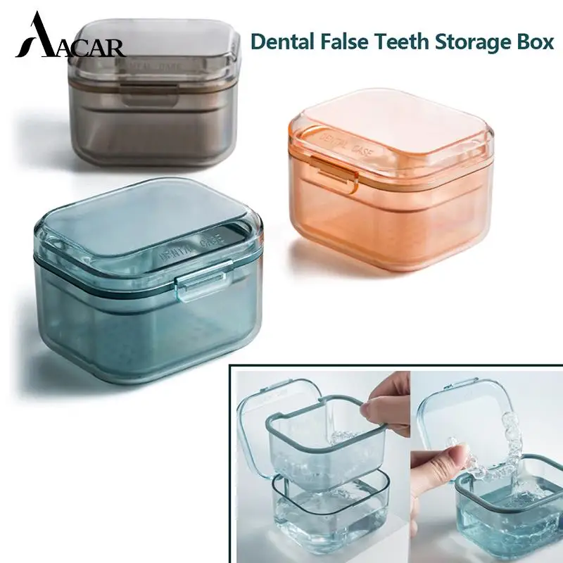 

Newest Multi-function Dental Braces Storage Box Orthodontic Denture Retainer Soaking Container Partial Teeth Cleaning Case