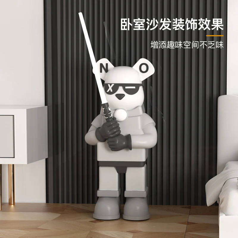 

HXL Creative Light Sword Violent Bear Large Floor Ornaments Home Room Trendy Hand Office