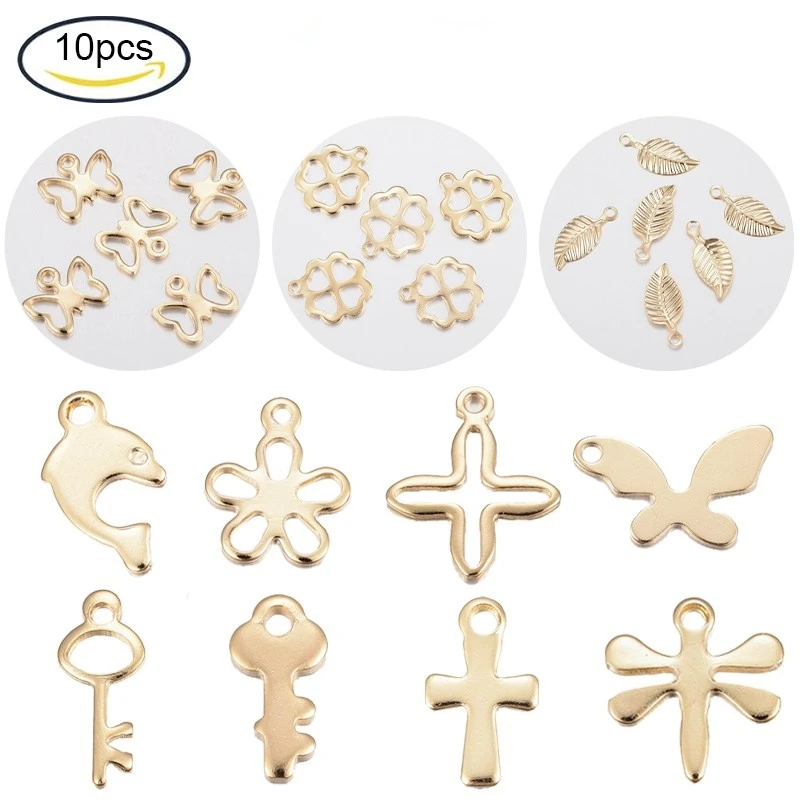 

NBEADS 10PCS 304 Stainless Steel Charms Star Golden 11x9x0.7mm Hole: 1.2mm