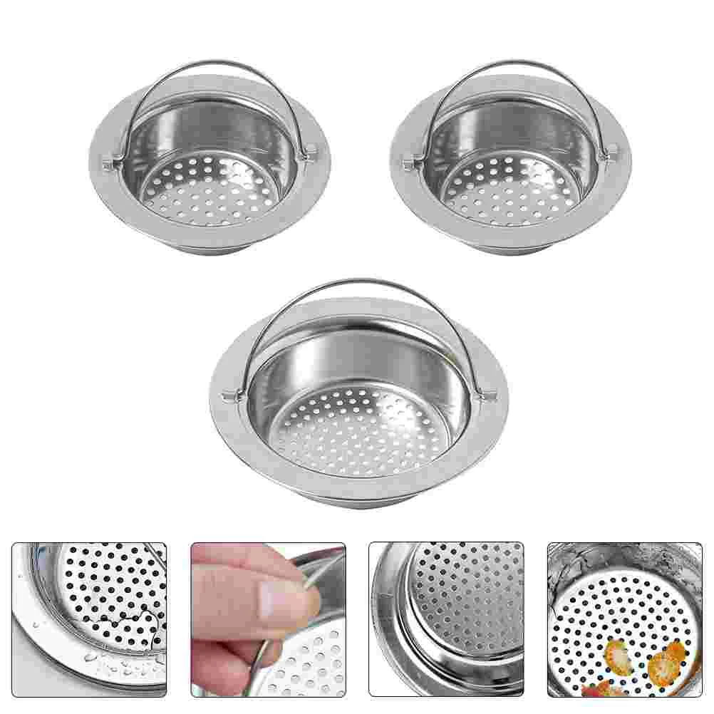 

3pcs Stainless Steel Sink Drainers Food Debris Strainers Kitchen Drainer Filters