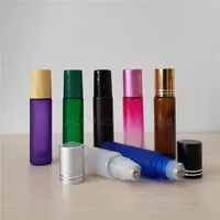 10ml Portable Amber Glass Roller Rollerball Essential Oil Bottles Mist Container Travel Refillable Bottle  Multicolor 100pcs/lot
