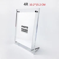 1pcs 4r acrylic magnetic photo frame clear crystal photo poster table display frame for bedroom office home decoration