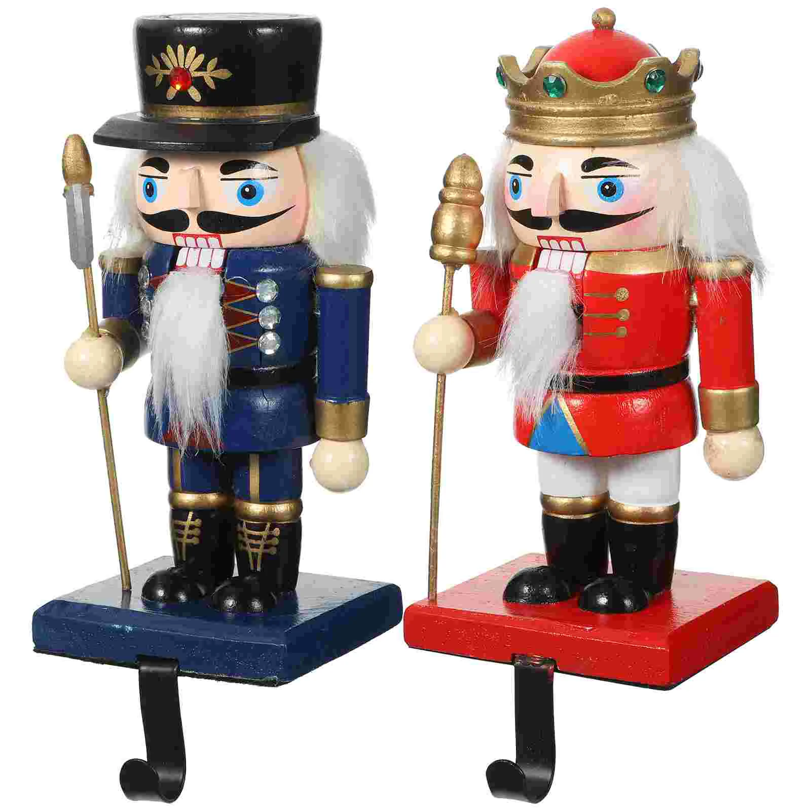 

1 Set of Cute Christmas Nutcracker Hangers Christmas Stocking Hook for Mantel Xmas Gift Hanger