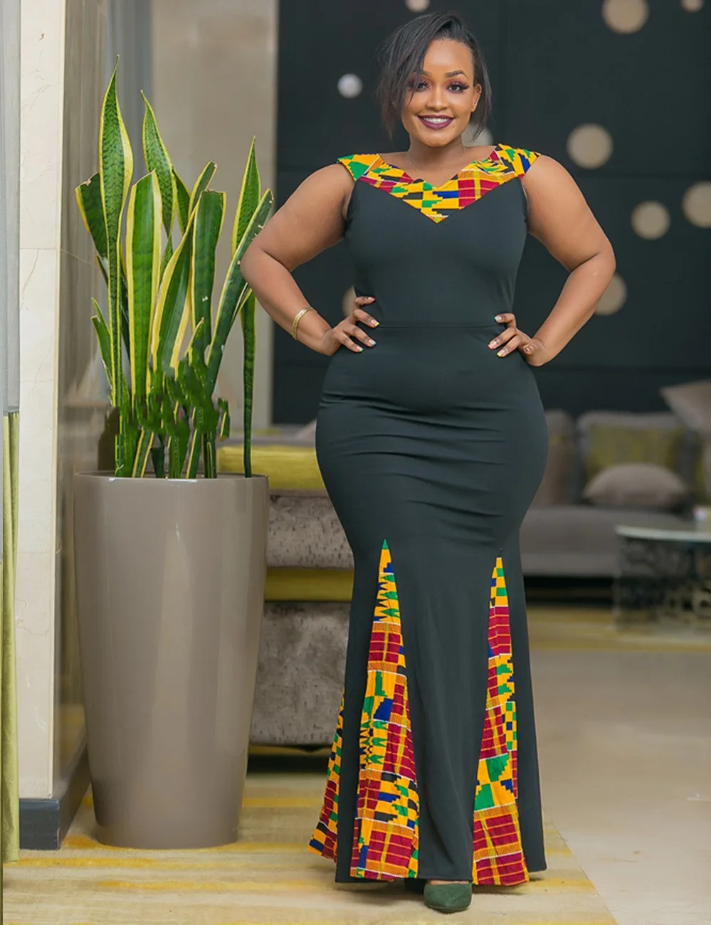 Африканское облегающее платье для женщин элегантное вечернее длинное без