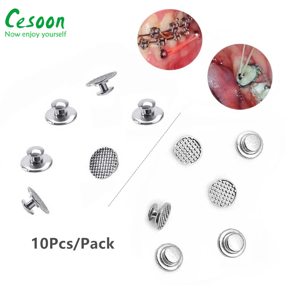 10Pcs/Pack Dental Orthodontic Lingual Button For Bondable Round Mesh Base Monoblock Metal Traction Hook Dentistry Materials