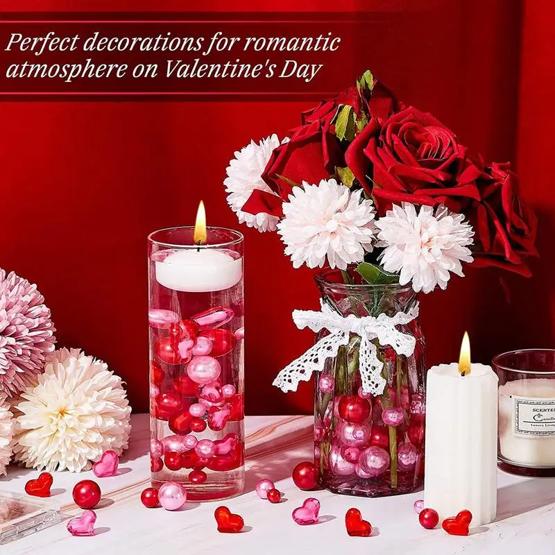 

Valentine's Day Vase Fillers Heart Small Balls Fillers Gems Decoration Table Scatter Hearts for Weddings Festivals Parties
