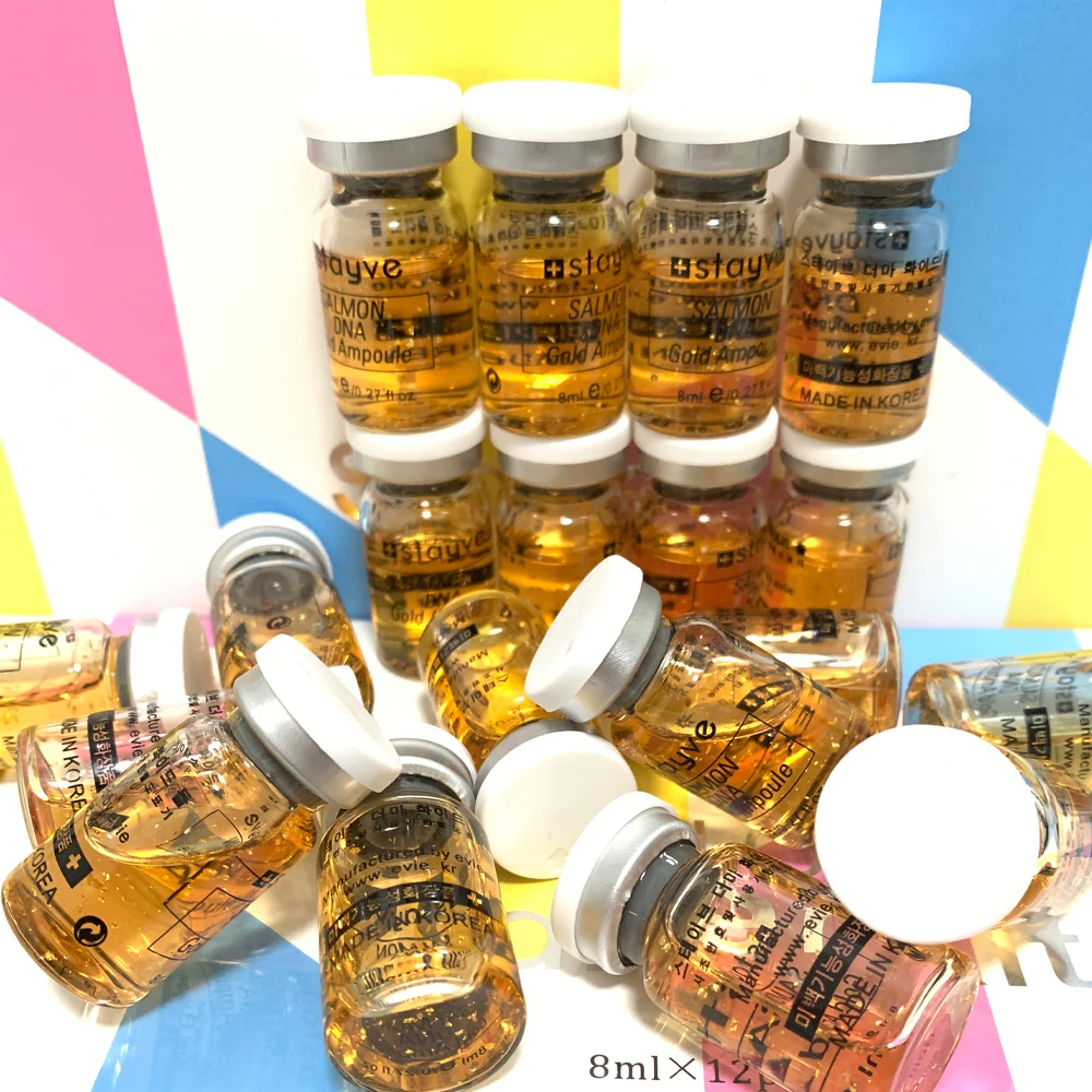 Фото Сыворотка-бустер Stayve Salmon DNA Gold Ampoule 8 мл: Отбеливание, Осветление, Антивозрастной эффект, Увлажнение. Набор для красоты. №1