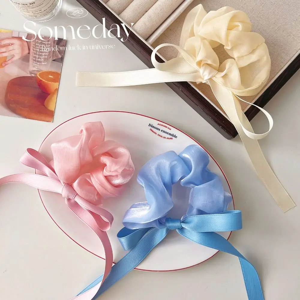 

French Style Scrunchies New Headwear Elegant Women Balletcore Scrunchies Tassel Ribbon Bow Hair Ties Hair Rubber Bands