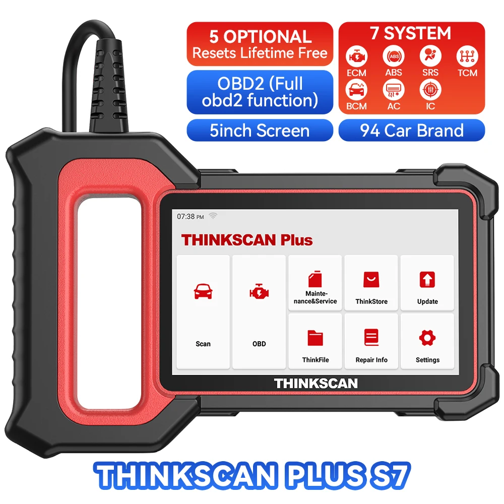 

THINKCAR Thinkscan Plus S7 S4 OBD2 Автоматический диагностический инструмент 28 сбросов опционально ABS ECM TCM SRS BCM Система автомобильного сканера считыватель кодов