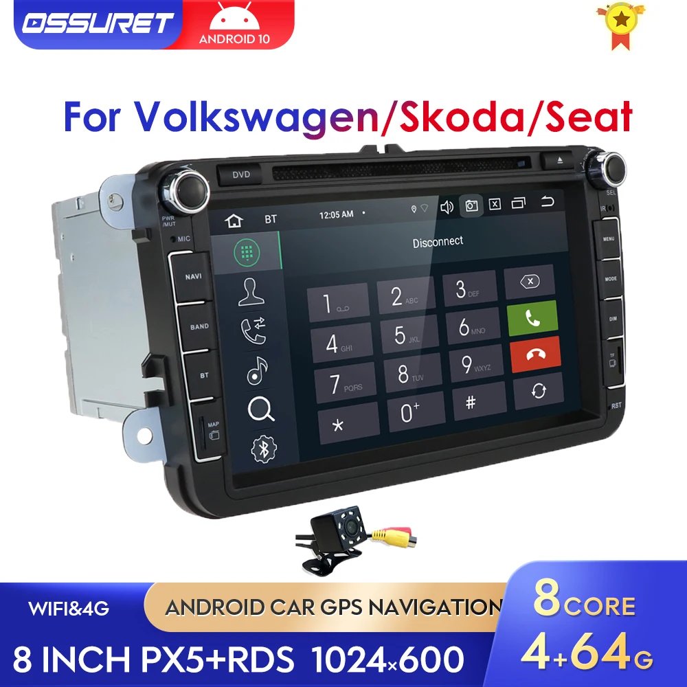 Восьмиядерный 4 Гб ОЗУ 64 GROM 2 Din Android 10 автомобильный DVD для VW Passat CC Polo GOLF 5 6 Touran EOS T5