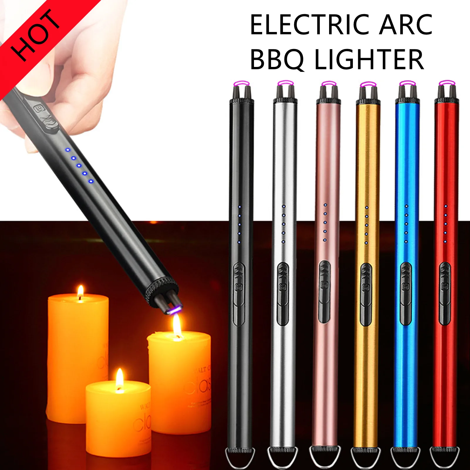 

New USB Charging Long Strip Cigarette Lighter Windproof Flameless Arc Kitchen Outdoor Barbecue Gadgets Holiday Men's Small Gift