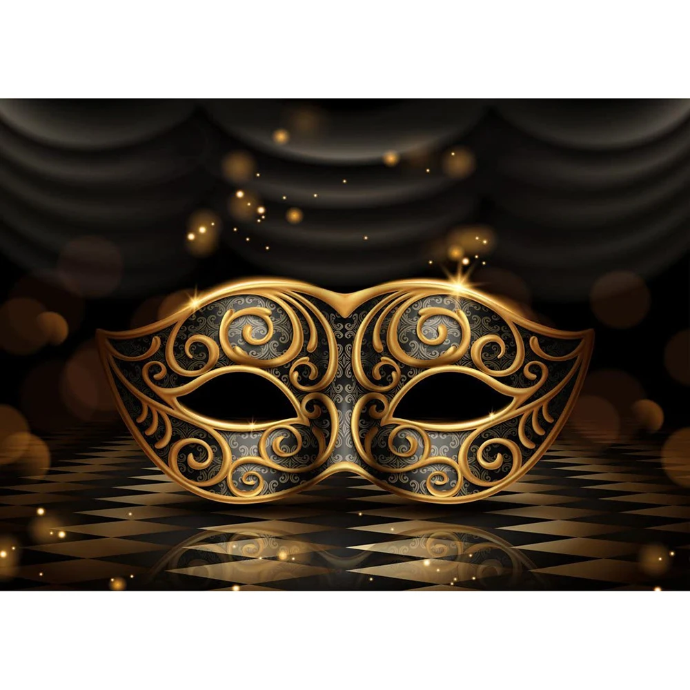 

Фотофон для маскарада с изображением золотой маски