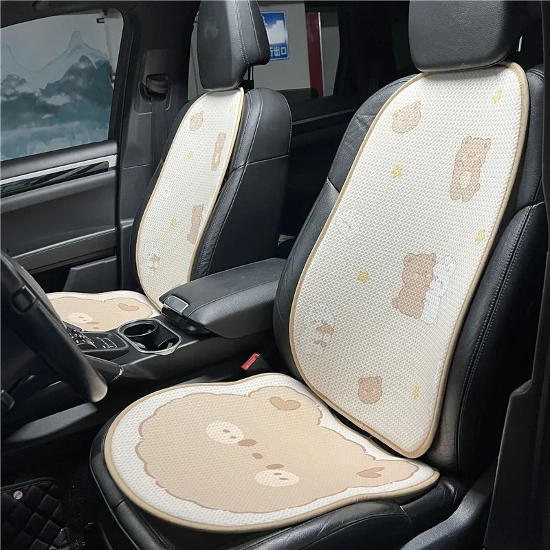 

Cartoon Car Seat Cushion Ice Silk Breathable and Comfortable Bear Rabbit Car Cool Cushion Cute Four Seasons General Motors Seat