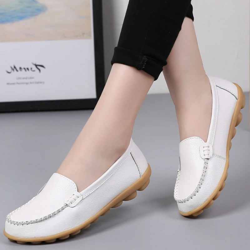 

Solid Colour Nurse Shoes Women Spring Fashion Shallow Mouth Casual Flats Round Head Non-slip Comfort Loafers Chaussures Femmes