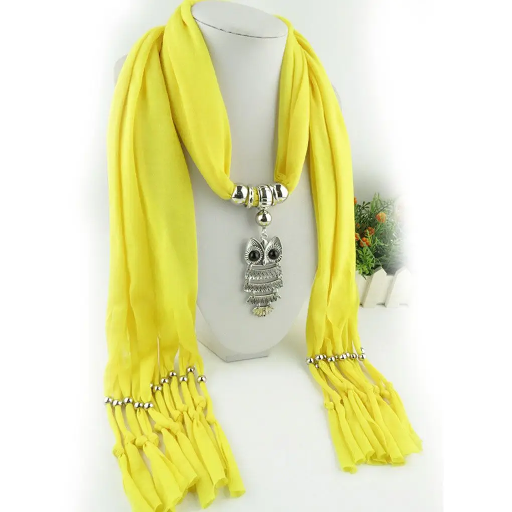 

Женский классический кулон в виде совы, ювелирное изделие, шарф, ожерелье, длинный шарф с бахромой