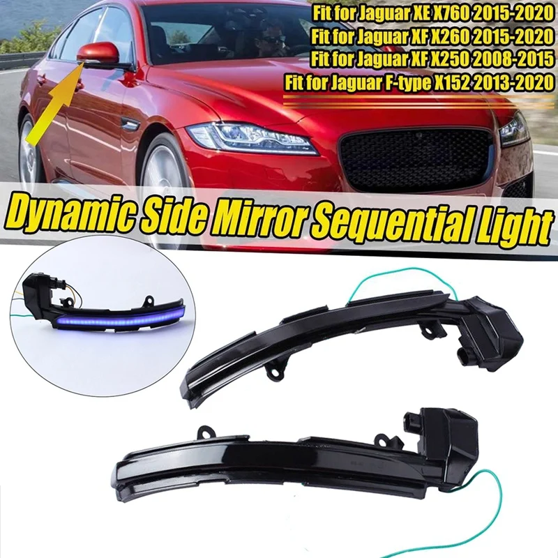 

Car LED Dynamic Side Rearview Mirror Light Turn Signal Indicator for Jaguar XE XF XJ F-TYPE XK XKR I-PACE Blue+Yellow