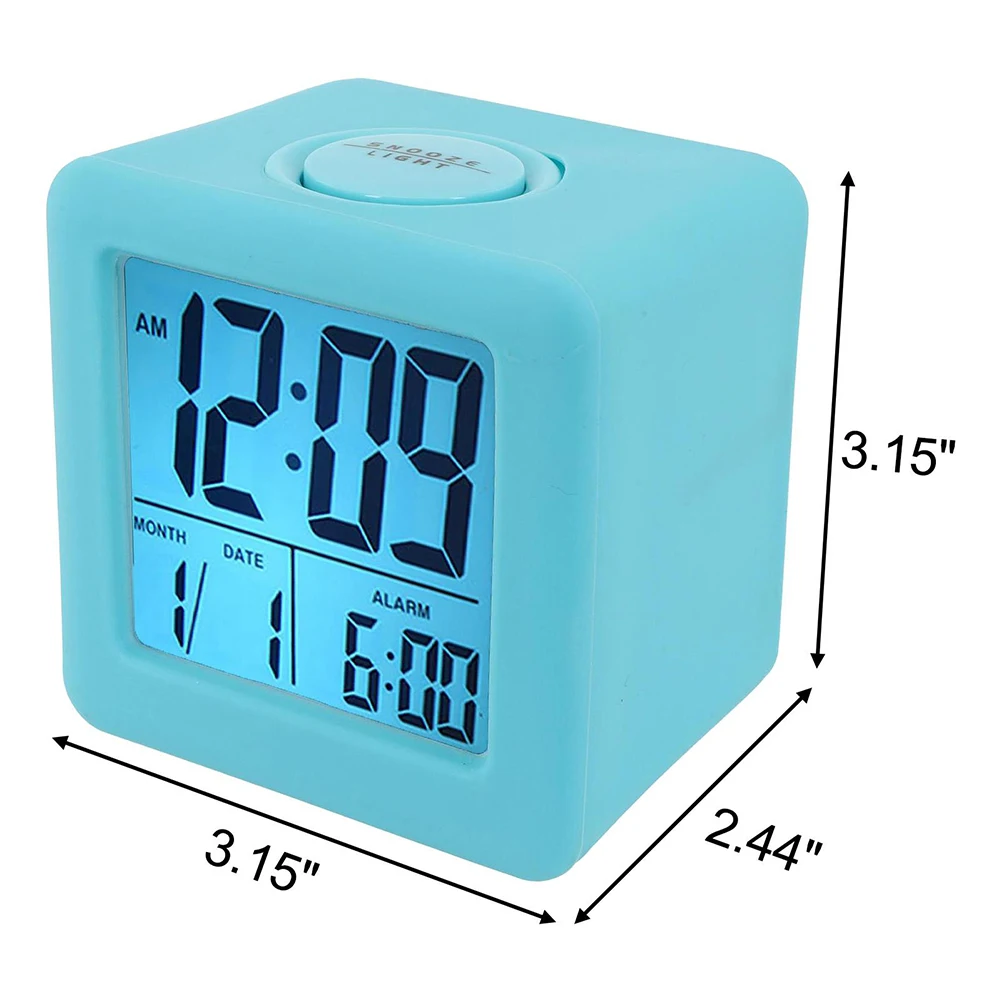 ЖК-будильник цифровой с умным светом мягкий квадрат силиконовой защитной