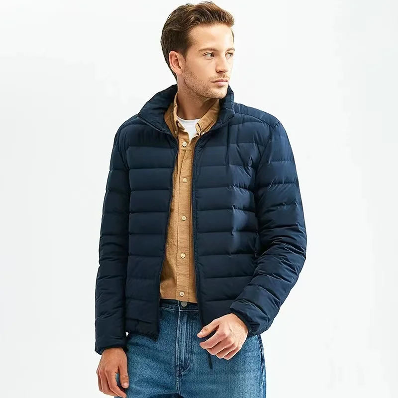 100kg Weight Plus Size Men's Lightweight 90% Down Jacket Autumn/winter Brand New Youth Casual Stand Collar White Duck Down Coat