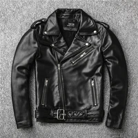 classical perfecto jacket motorcycle leather jacket men new zealand sheepskin men black genuine leather coat slim moto jacket