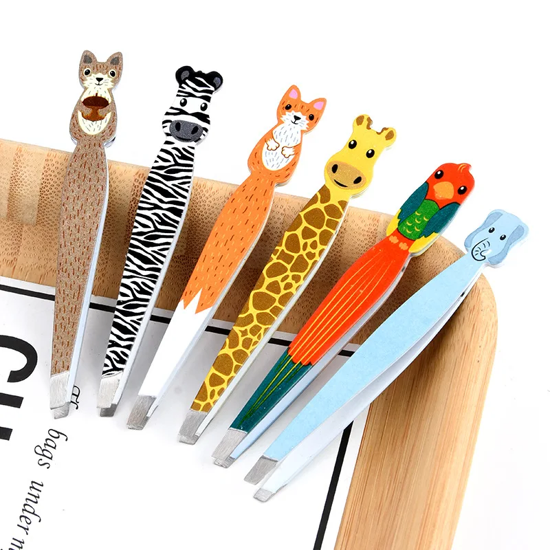 

Cartoon Animals Eyebrow Tweezer Colorful Hair Beauty Fine Hairs Puller Stainless Steel Makeup Eye Brow Clips Removal Tools