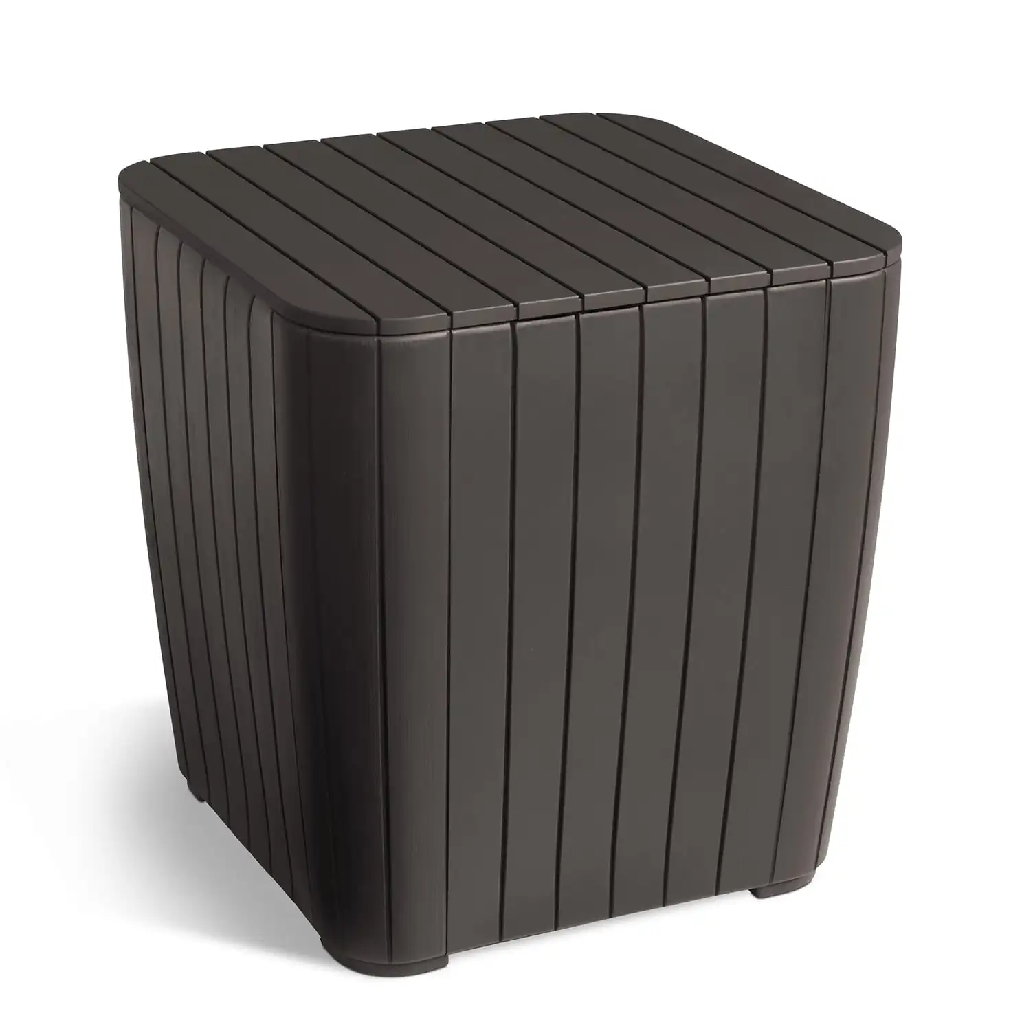 

Luzon Side Table with Hidden Storage, Outdoor Resin Patio Furniture, Matte Brown