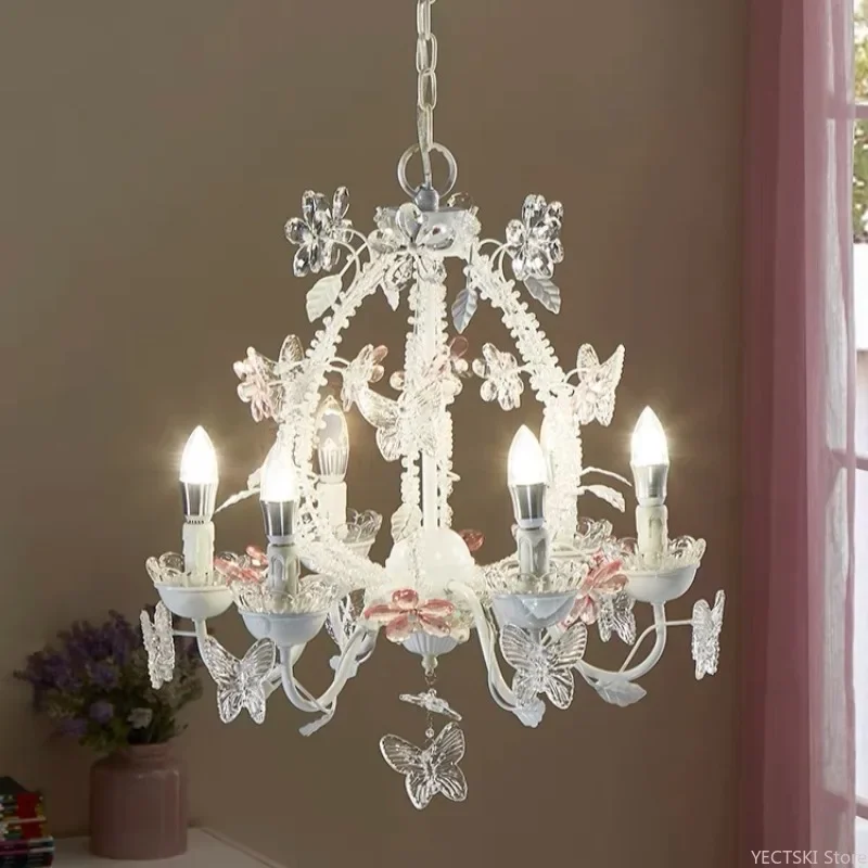 GHJUYIOL французская романтическая хрустальная люстра с бабочкой и цветком
