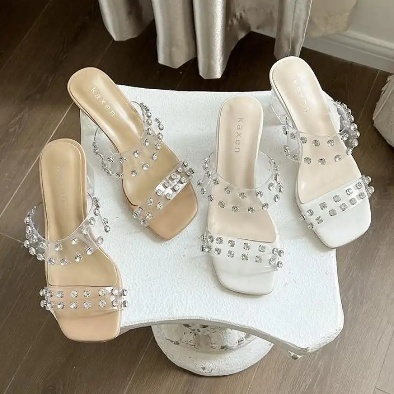 

Square Toe Slides Women's Shoes Silver Ladies' Slippers Mules Fashion Jelly Luxury 2022 Pumps Ytmtloy Indoor Zapatillas Mujer