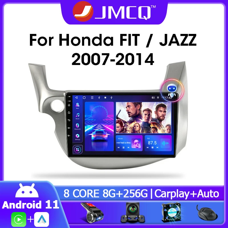 JMCQ 2 din Android 11.0 Car Radio For HONDA FIT JAZZ 2007-2013 Multimedia Video Player GPS Navigation RDS 4G Carplay Head unit