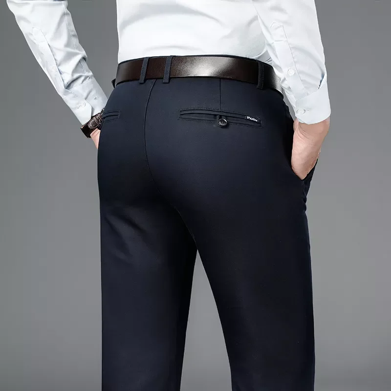 

Брюки мужские из бамбукового волокна, деловые повседневные штаны, классический стиль, модные эластичные хлопковые, осень 2020