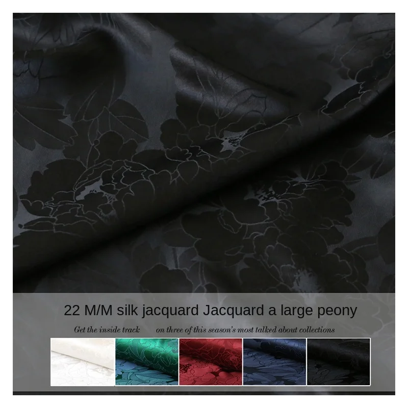 

Jacquard Mulberry Satin Silk Fabric Per Meter for Sewing Dress Shirt Cheongsam Hanfu Bed Flower Cloth Smooth Soft Breathable Diy