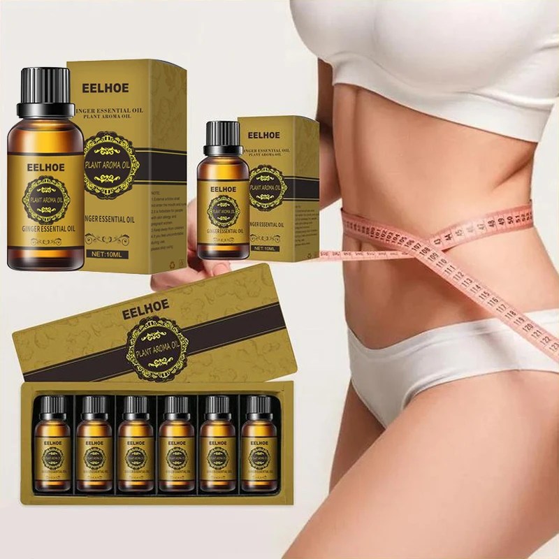 

6 bottle 10ml Ginger Slimming Essential Oils Losing Weight Cellulite Remover Massage Oil Fat Burning Beauty Health Firm Body