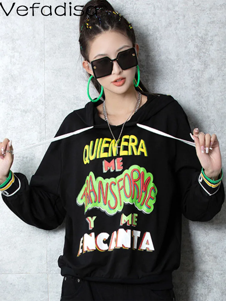 

Women Long Sleeves Hooded Sweatshirt Loose Letter Printing Cotton Age Reduction Short Sweatshirt 2023 Spring Autumn LHX1997