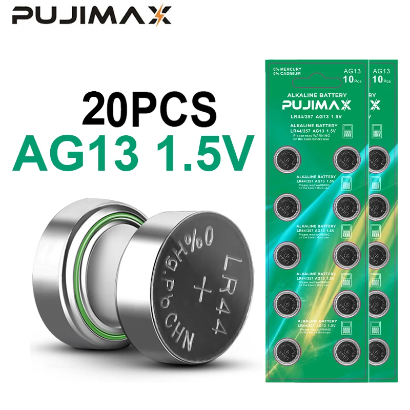 

VOXLINK 20PCS Button Cell Battery 1.5V Batteries LR44 LR 44 A76 AG13 G13A LR1154 SR1154 357 SR44W for Toy Watch Clock Battery