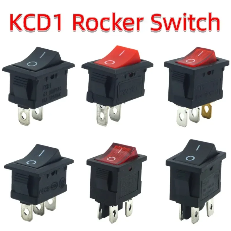 

1pcs KCD1 LED ON-OFF 4 Pin Boat Car Rocker Switch 21*15mm 6A/250V 10A/125V AC Black Red Green Light Siwtch